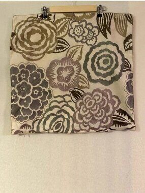 Dransfield & Ross purple brown floral embroidered 23" square pillow cover case